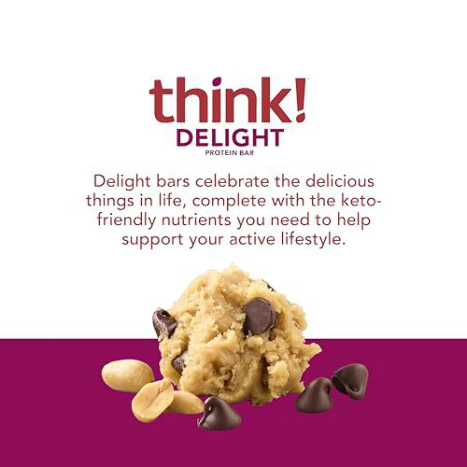 Think! Keto Protein Bars, Chocolate Peanut Butter Cookie Dough, 10 Count M82324