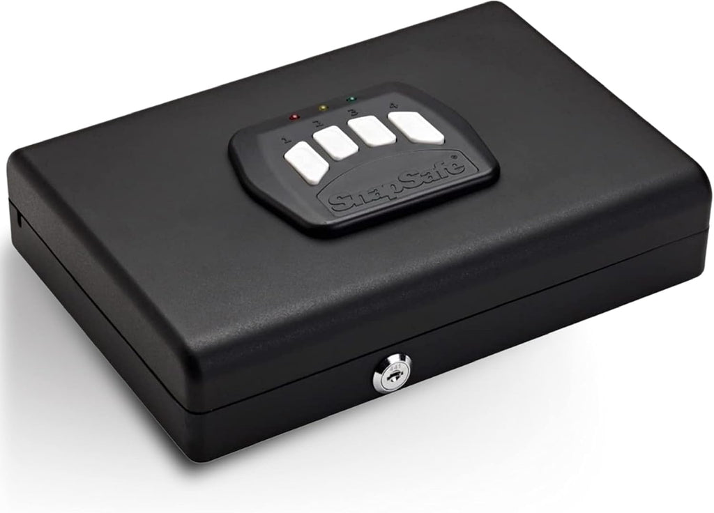 SnapSafe Gun Keypad Vault – Keypad Handgun Vault Safe for Pistols and Valuables – 4-6 Keypad Entry with Backup Keys – Black, Measures 11 (H) x 8.5 (W) x 2.25 (D) Inches - Item 75432