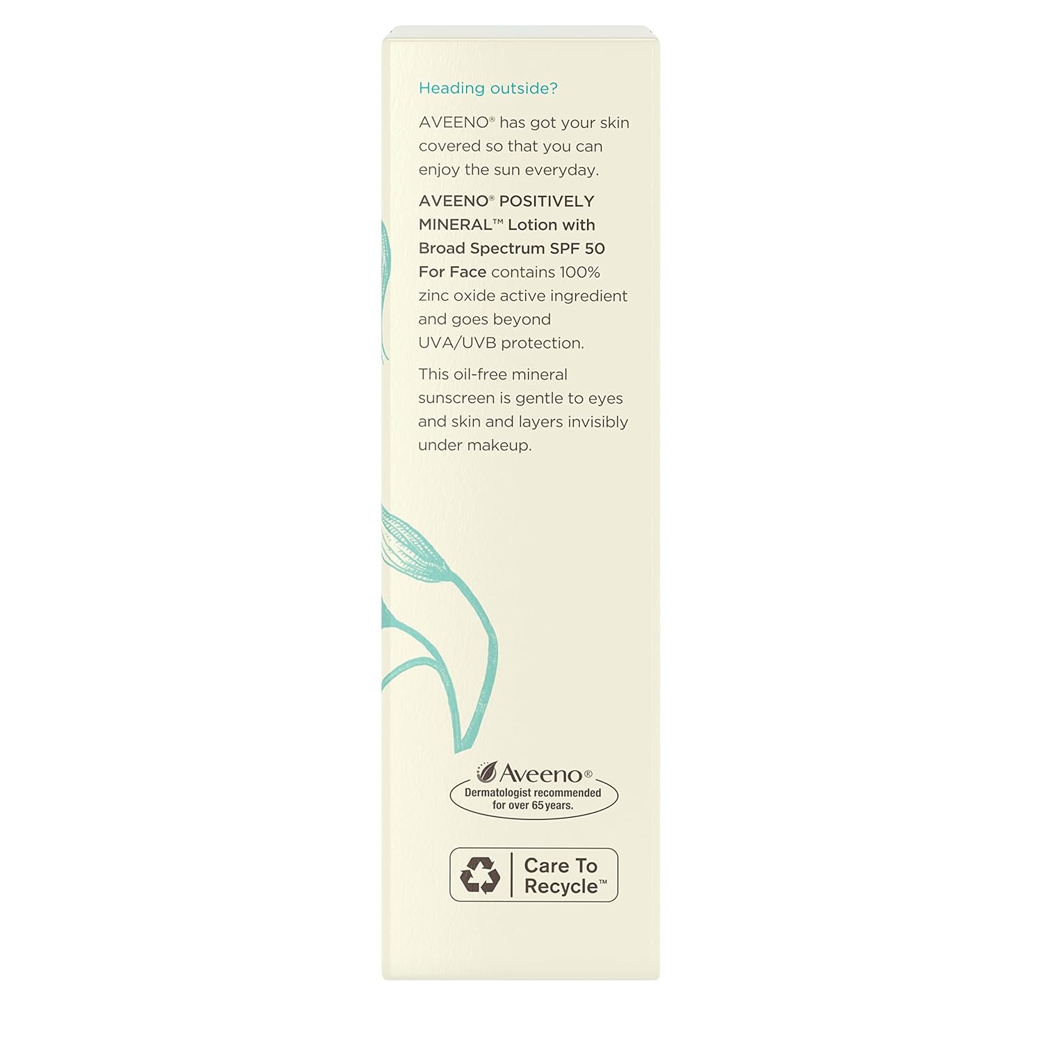 Aveeno Positively Mineral Sensitive Skin Daily Sunscreen Lotion SPF 50, 2 fl oz A358