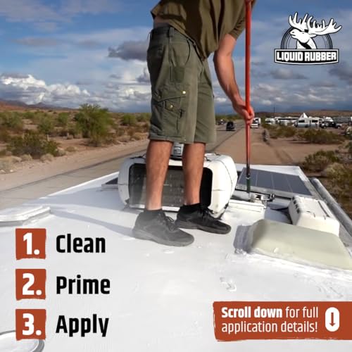 Liquid Rubber RV Roof Coating Solar Reflective Sealant, White, 1 Gallon F426