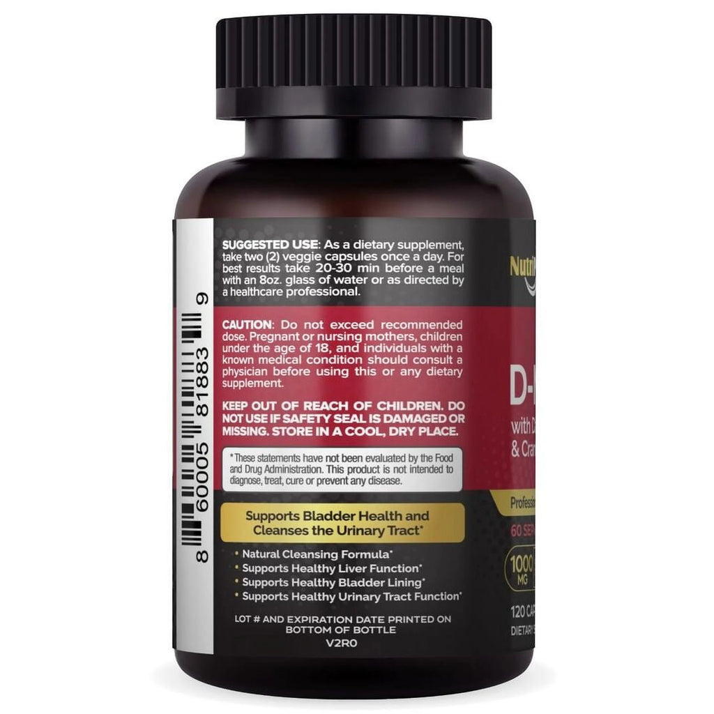 D-Mannose 1000mg Cranberry & Dandelion Extract 120 Capsules G424300