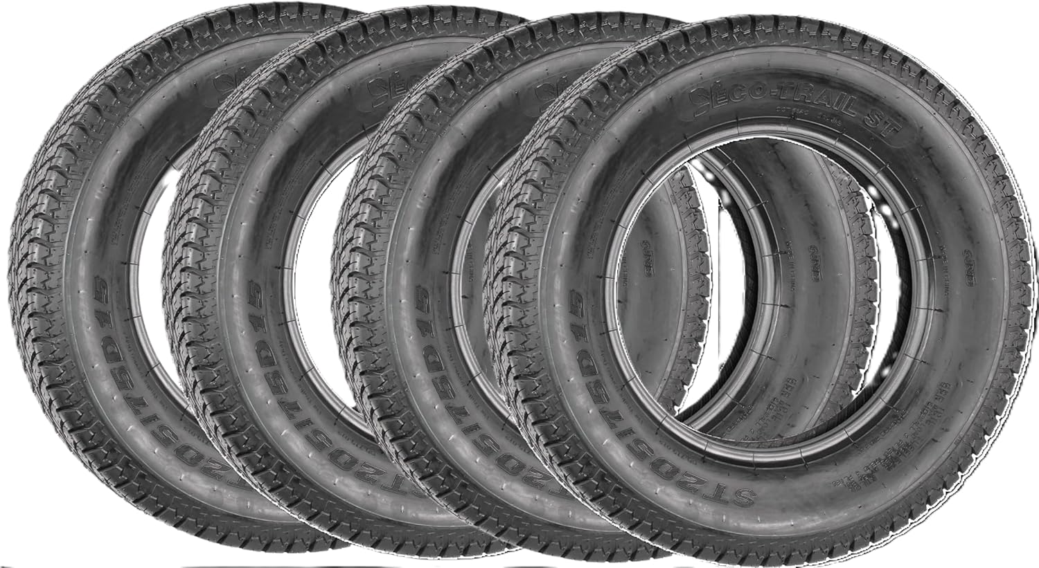 Four Eco Trail ST205/75D15 Trailer Tires Bias Ply Load Range C 1760# 205/75D 15-2 Year Warranty w/Free Roadside