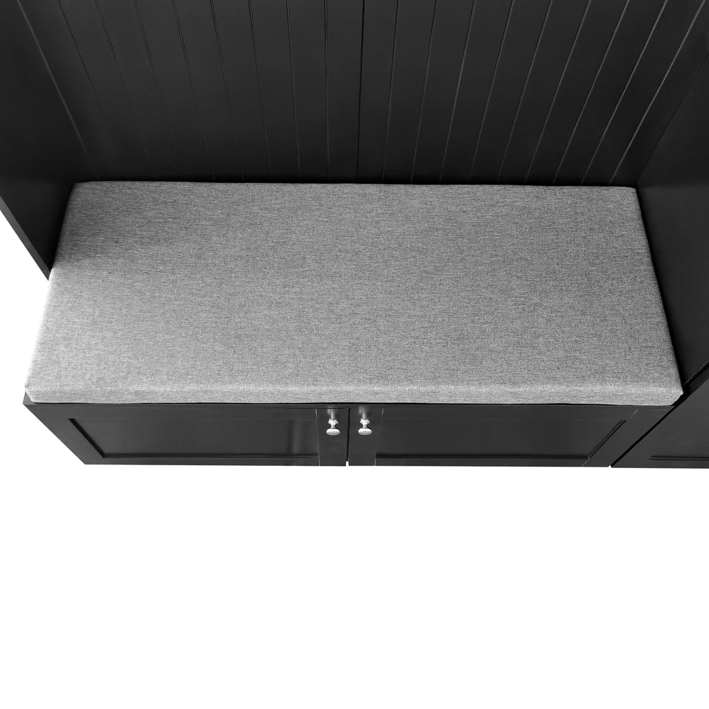 Churanty 4-in-1 Hall Tree with Bench, Shoe Storage and Coat Rack, Black N313634