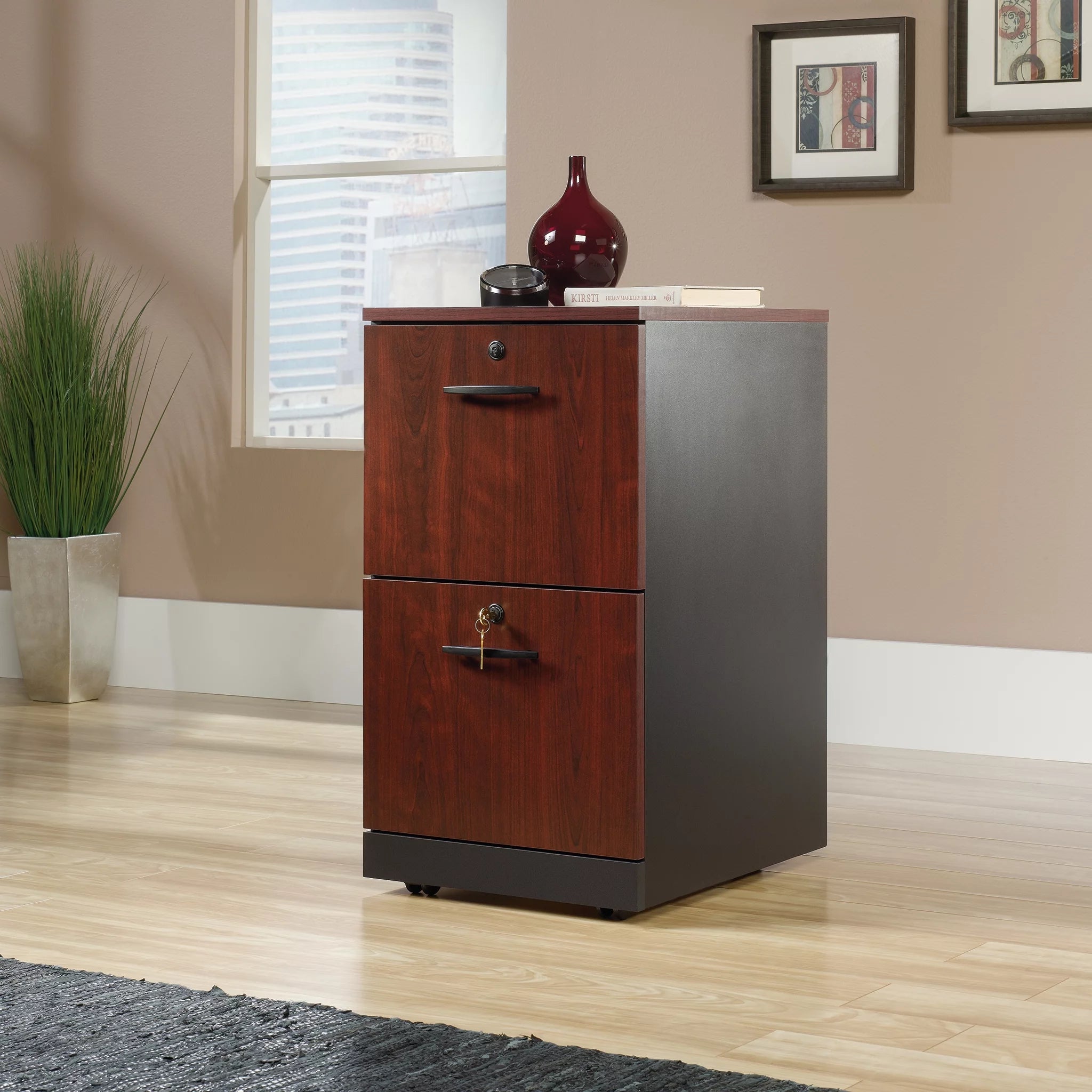 Sauder Via Engineered Wood File Cabinet, Classic Cherry Finish K10652