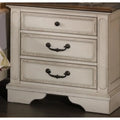New Traditional Look Wooden Nightstand Drawers Bed Side Table Polished White Finish  White + Solid Wood + American Traditional + Classic + Traditional + 3 Drawers + Drawers + Bedside Cabinet