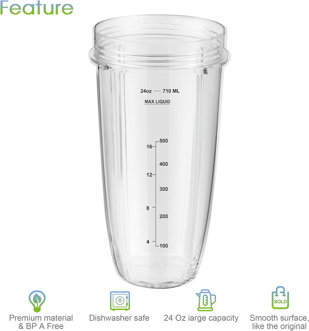 Ninja 24oz Blender Cups with To-Go Lids and Extractor Blade S647