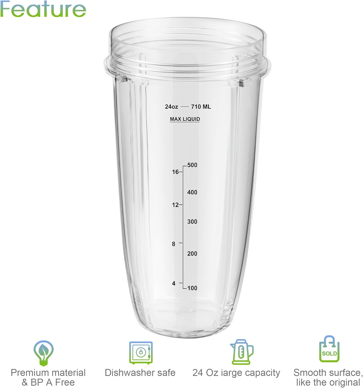 Ninja 24oz Blender Cups with To-Go Lids and Extractor Blade S647