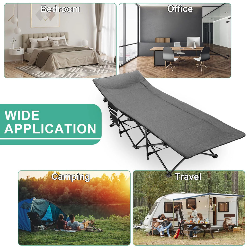 Folding Camping Cot with Pillow for Adults & Kids Q218