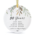 10 Years Anniversary Christmas Ornament, 10th for Couple, Ten Years Married Ceramic Ornament for Decorating Home Weddings,with Card and Gift Box (2.9") (10th-Classic Green Leaf)