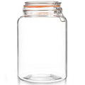 kitchentoolz Large 1 Gallon Glass Mason Jar with Hinged Lids, Extra Wide-Mouth Airtight Leakproof Sealed Canning Jars, Pickling Container, Preserving & Flour Storage - Pack of 2