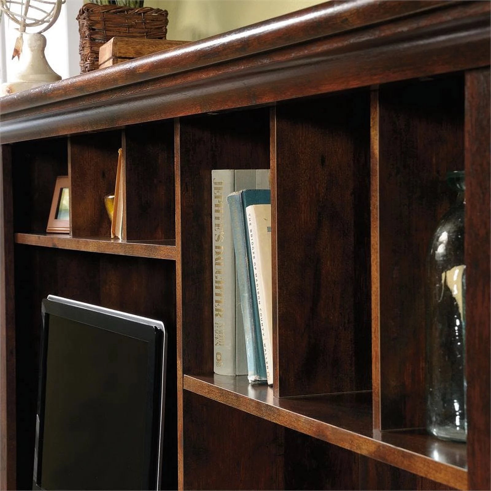 Pemberly Row Computer Desk with Hutch, Curado Cherry J48760