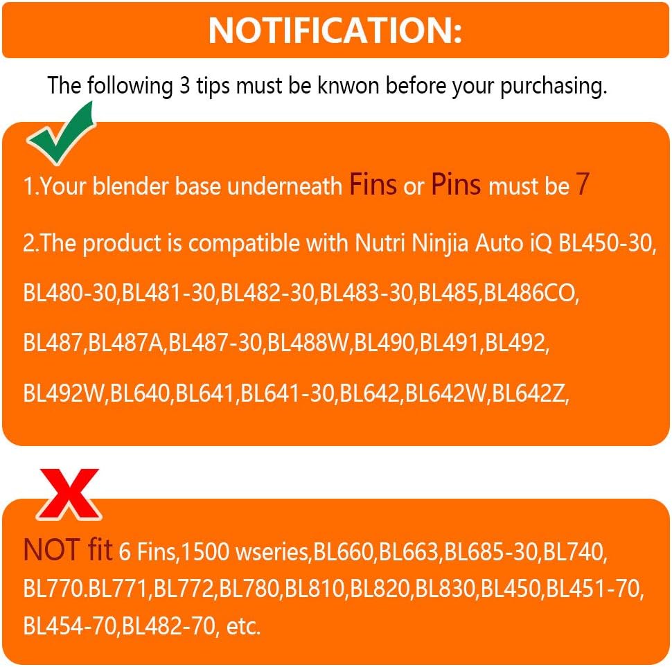 Ninja Blender Replacement Blade, 7 Fins for BL482 BL642 NN102 BL682 BL2013 Y8609