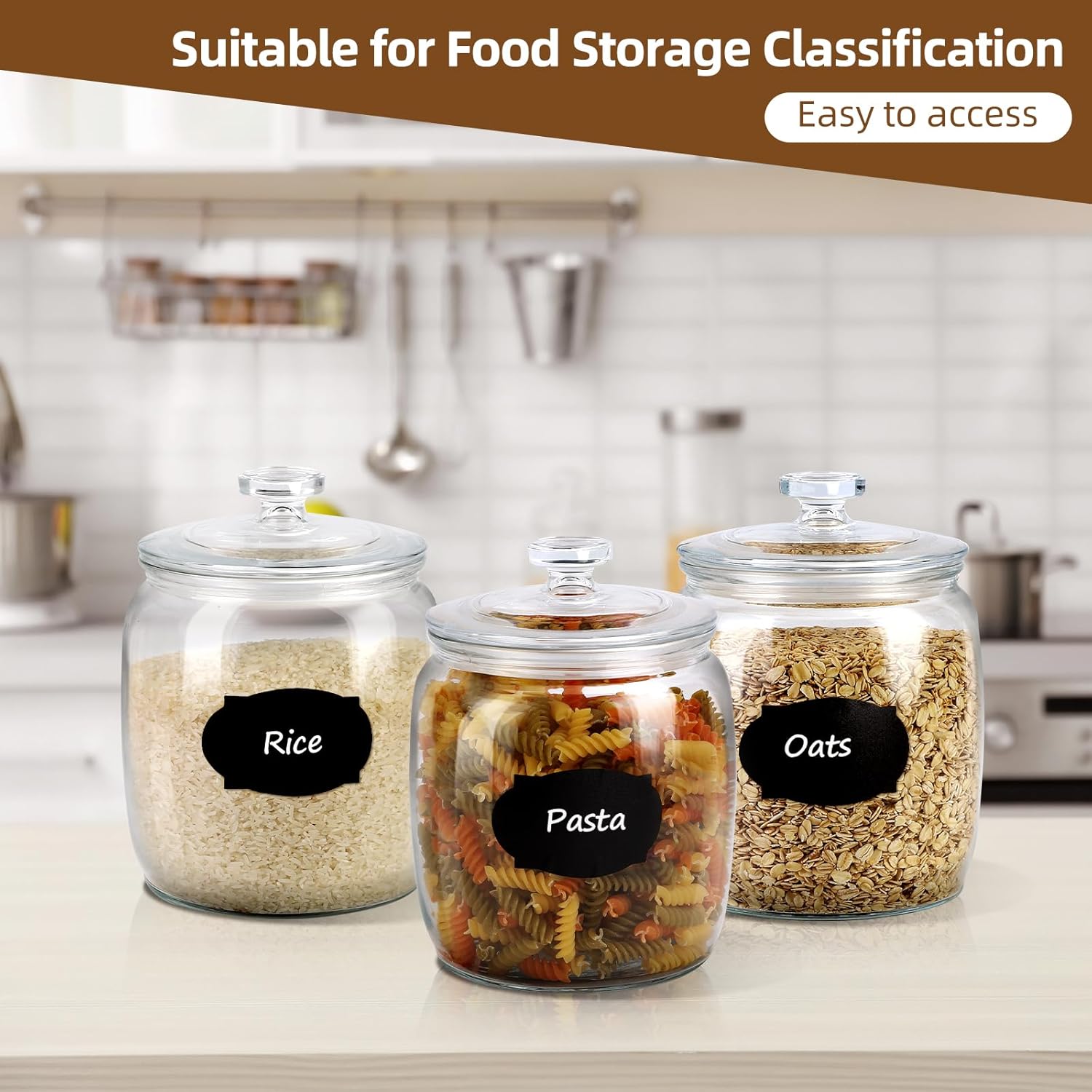 2 Pack Glass Jar with Lid, 71 oz Wide Mouth Cookie Jar for Kitchen Storage G928
