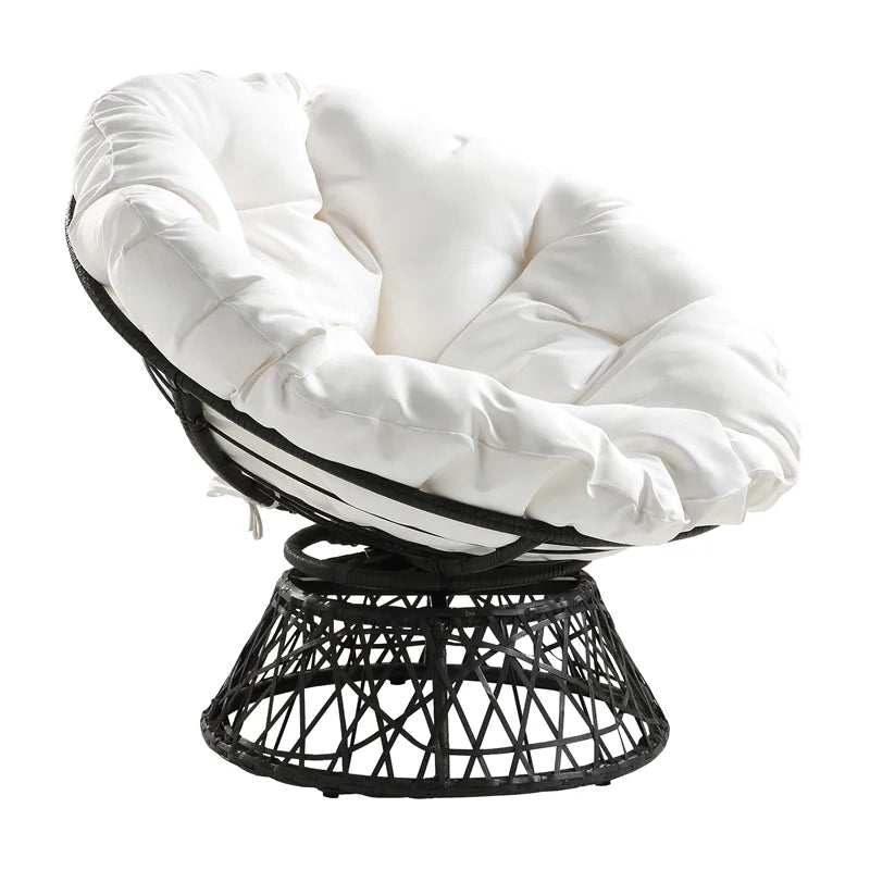 OSP Home Furnishings Papasan Chair with White Cushion and Black Frame W475806