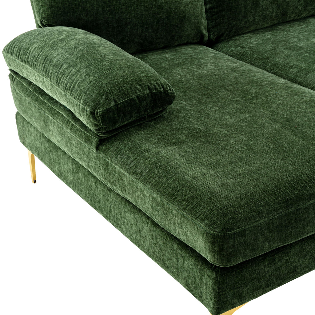 Luccalily U-Shaped Sectional Sofa with Golden Metal Legs, Velvet G28249