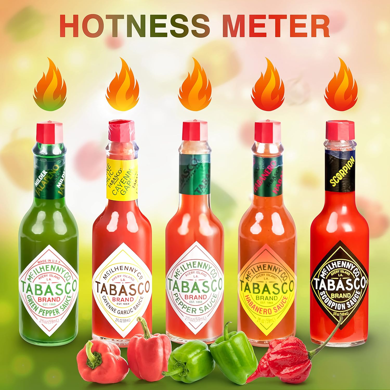 Tabasco Hot Sauce Scorpion Variety Pack, 2oz Bottles, 5 Flavors K57257