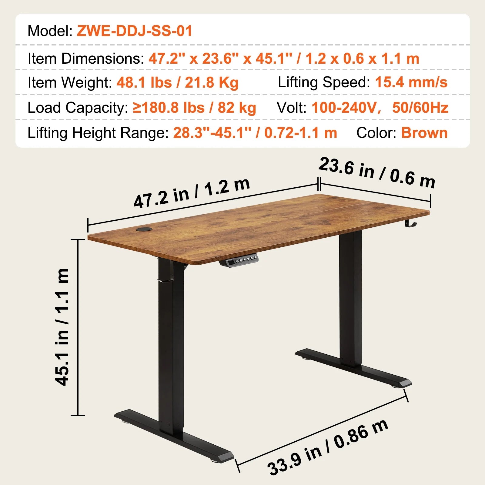 SKYSHALO Adjustable Height Electric Standing Desk K90227