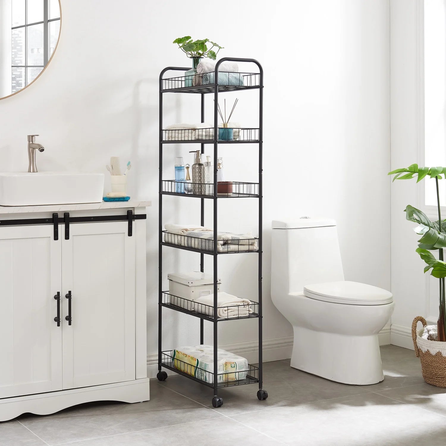Holaki 6-Tier Slim Rolling Storage Cart with Wheels, Metal Wire Shelving Rack I4076