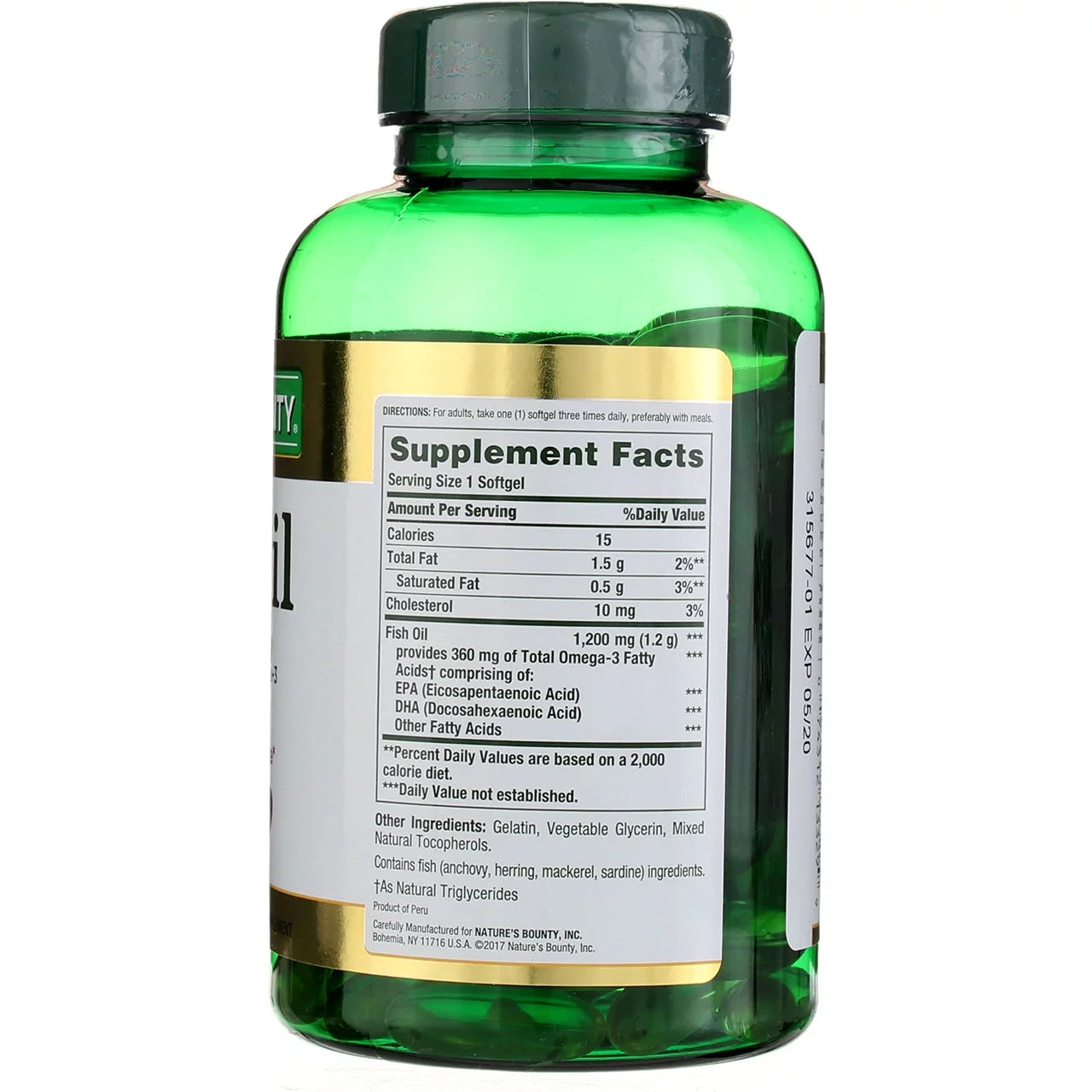 Nature's Bounty Fish Oil 1200 mg Softgels, 120 Count (Pack of 2) L945794
