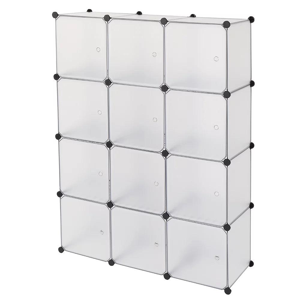 12-Cube Bookshelf Closet Organizer Storage Shelves, White E119