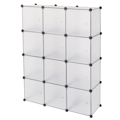 12-Cube Bookshelf Closet Organizer Storage Shelves, White E119