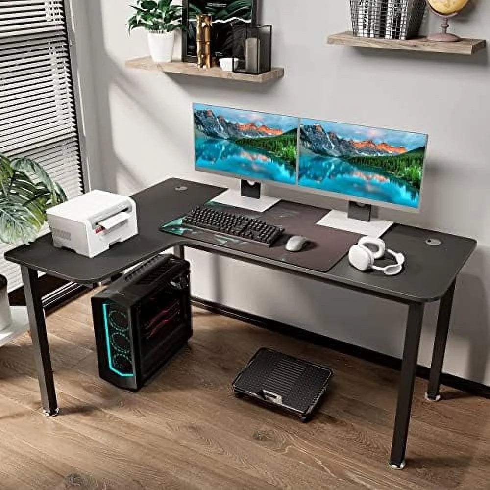 HJZBNONE It's_Organized L-Shaped Corner Computer Desk with Large Mouse Pad & Cable Management N1730