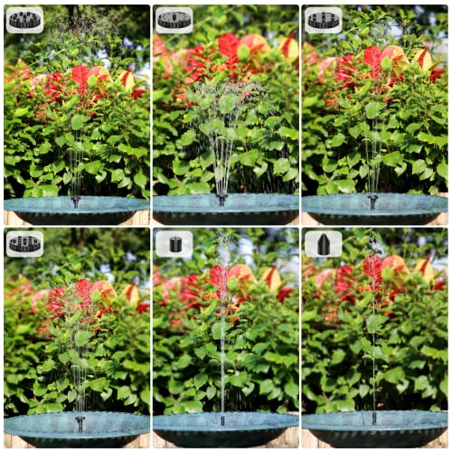 AISITIN Solar Bird Bath Fountain with 6 Nozzles and Brackets P6565