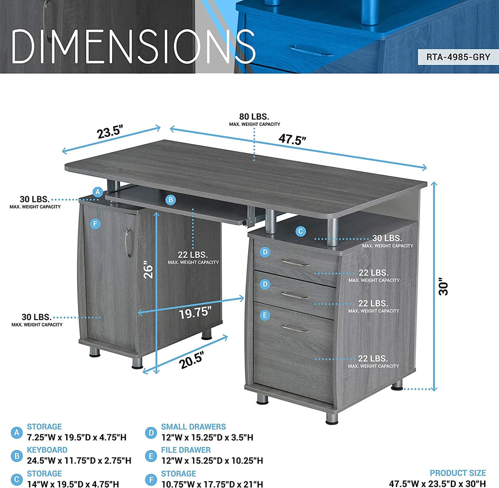 Gray Small Computer Desk E63633