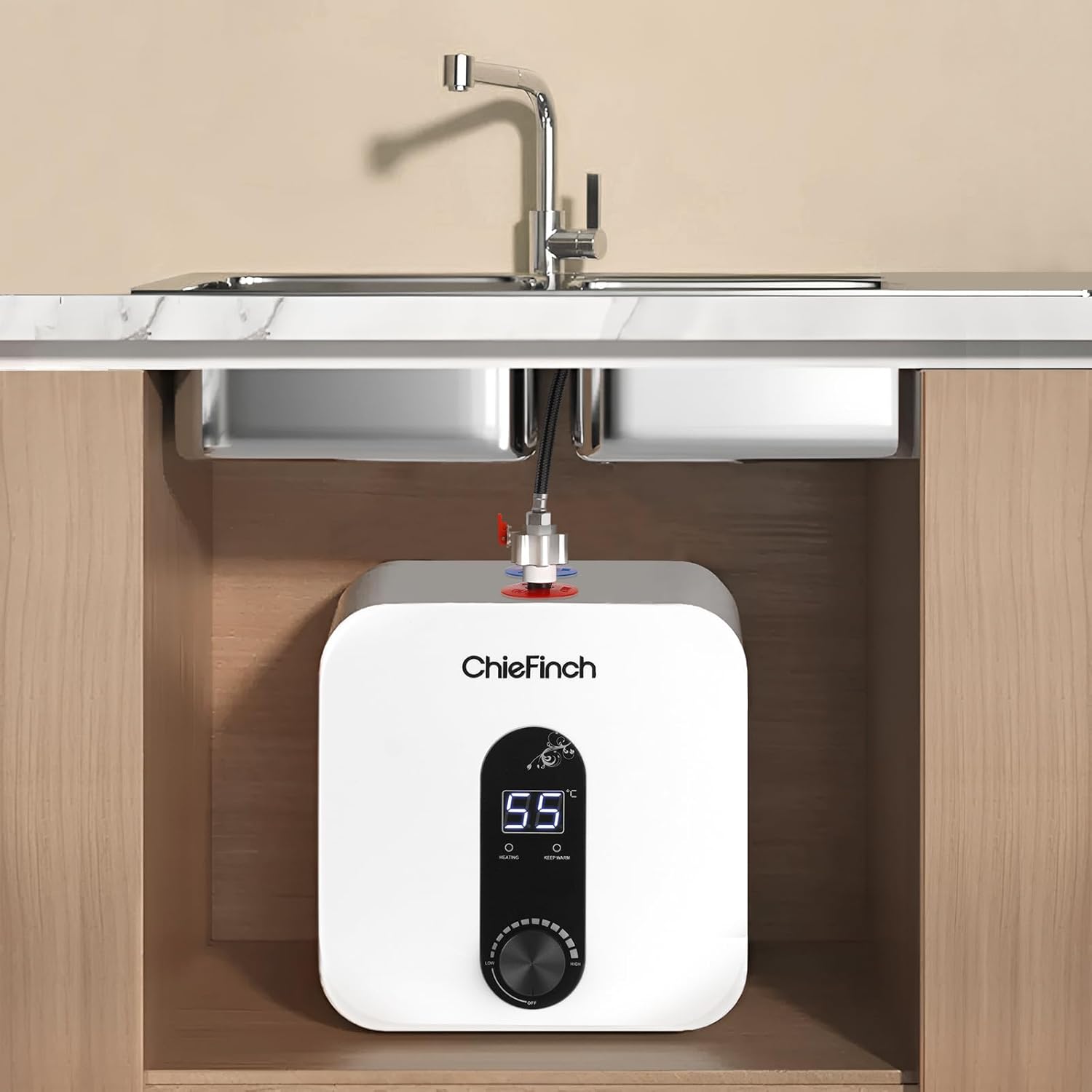 Mini-Tank Electric Under Sink Water Heater 2.6 Gallon, 110V/120V 1500W, White F927624