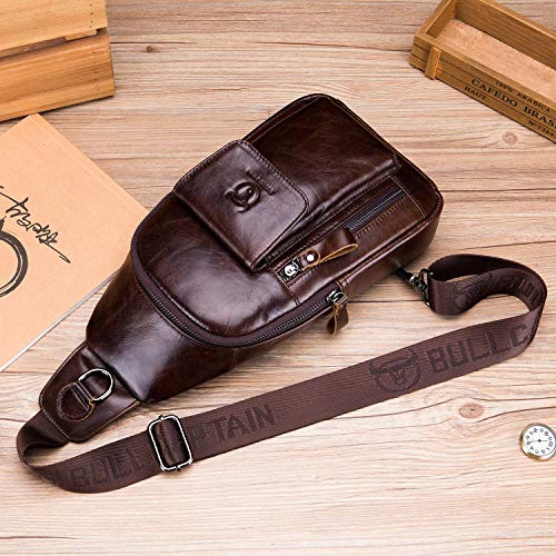 BULLCAPTAIN Men's Leather Crossbody Sling Bag N895