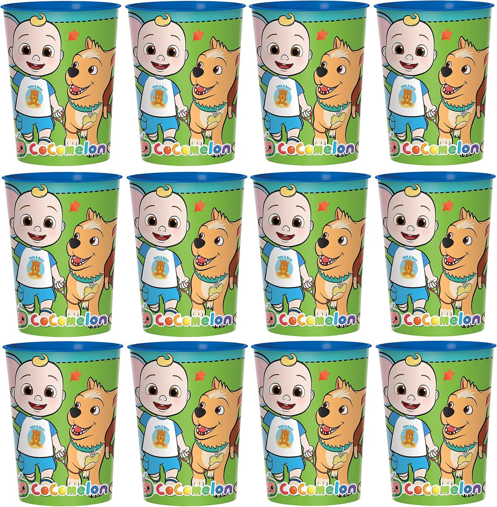 Cocomelon Party Favor Cup Bundle Pack 12 16oz Cups + 1 Happy Birthday balloon