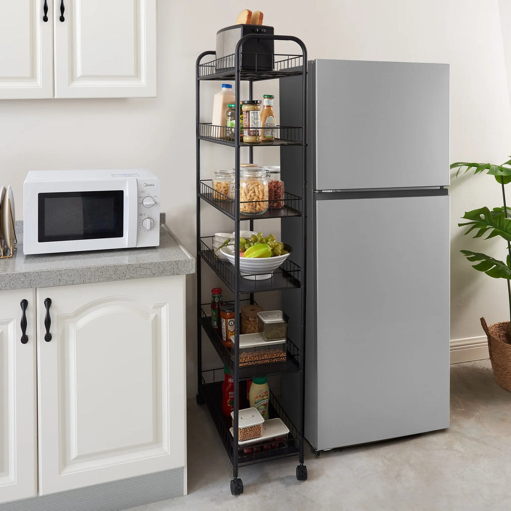 Holaki 6-Tier Slim Rolling Storage Cart, Mobile Shelving Unit with Wheels, Metal Wire Storage Shelving Rack with Baskets for Kitchen Bathroom Office Laundry Narrow Piaces
