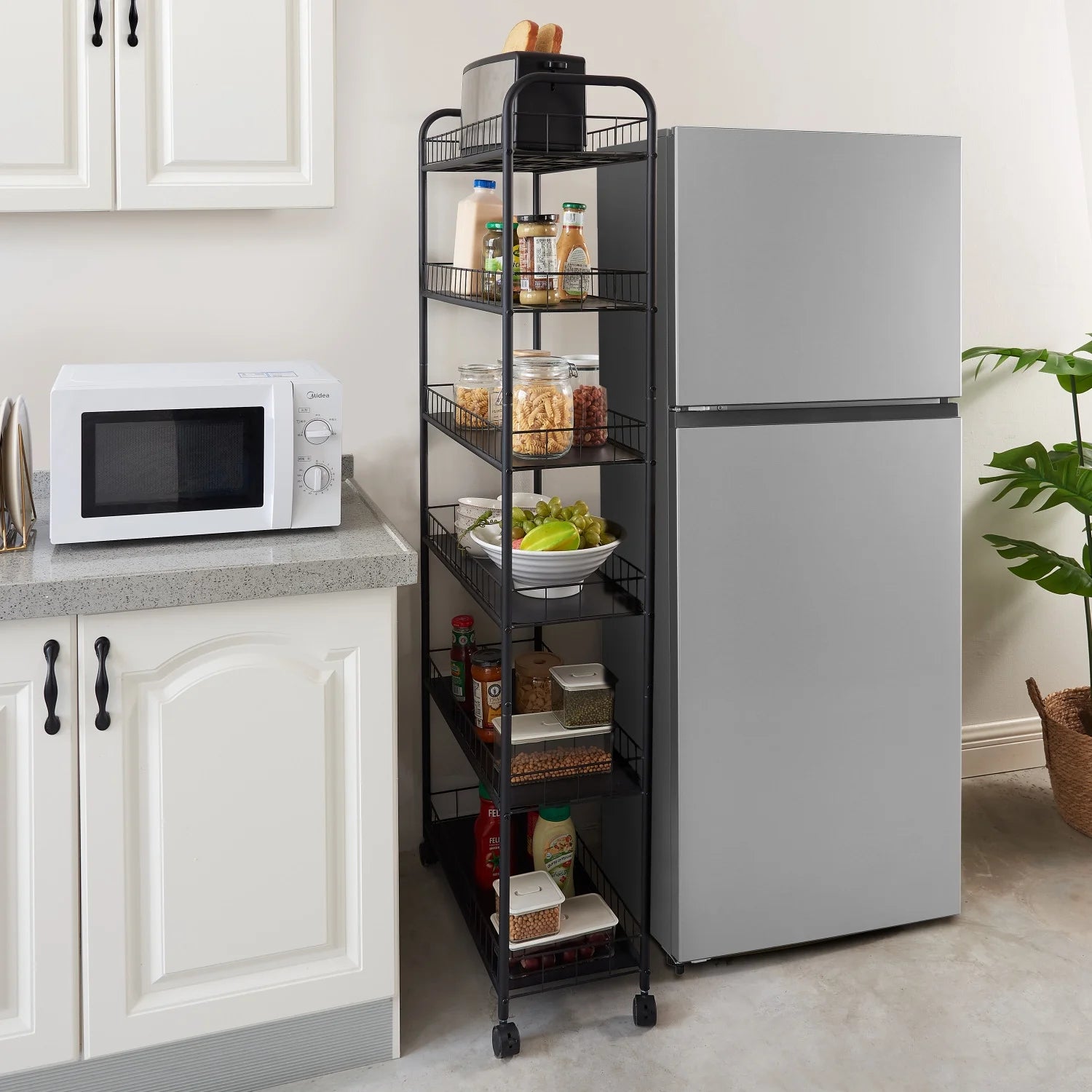 Holaki 6-Tier Slim Rolling Storage Cart, Mobile Shelving Unit with Wheels, Metal Wire Storage Shelving Rack with Baskets for Kitchen Bathroom Office Laundry Narrow Piaces