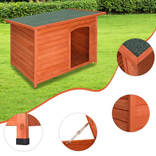 Wooden Dog Kennel 45in Outdoor Weatherproof for Small Breeds P9737