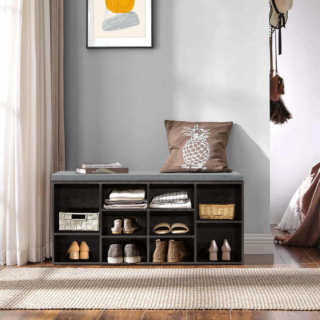 Shoe Bench Storage Organizer with 3-Tier Adjustable Shelves C33516