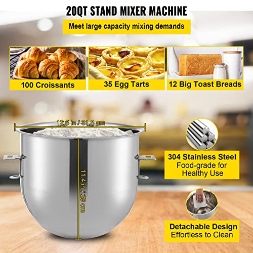 VEVOR Commercial Food Mixer 8.5Qt 450W with Stainless Steel Bowl O794