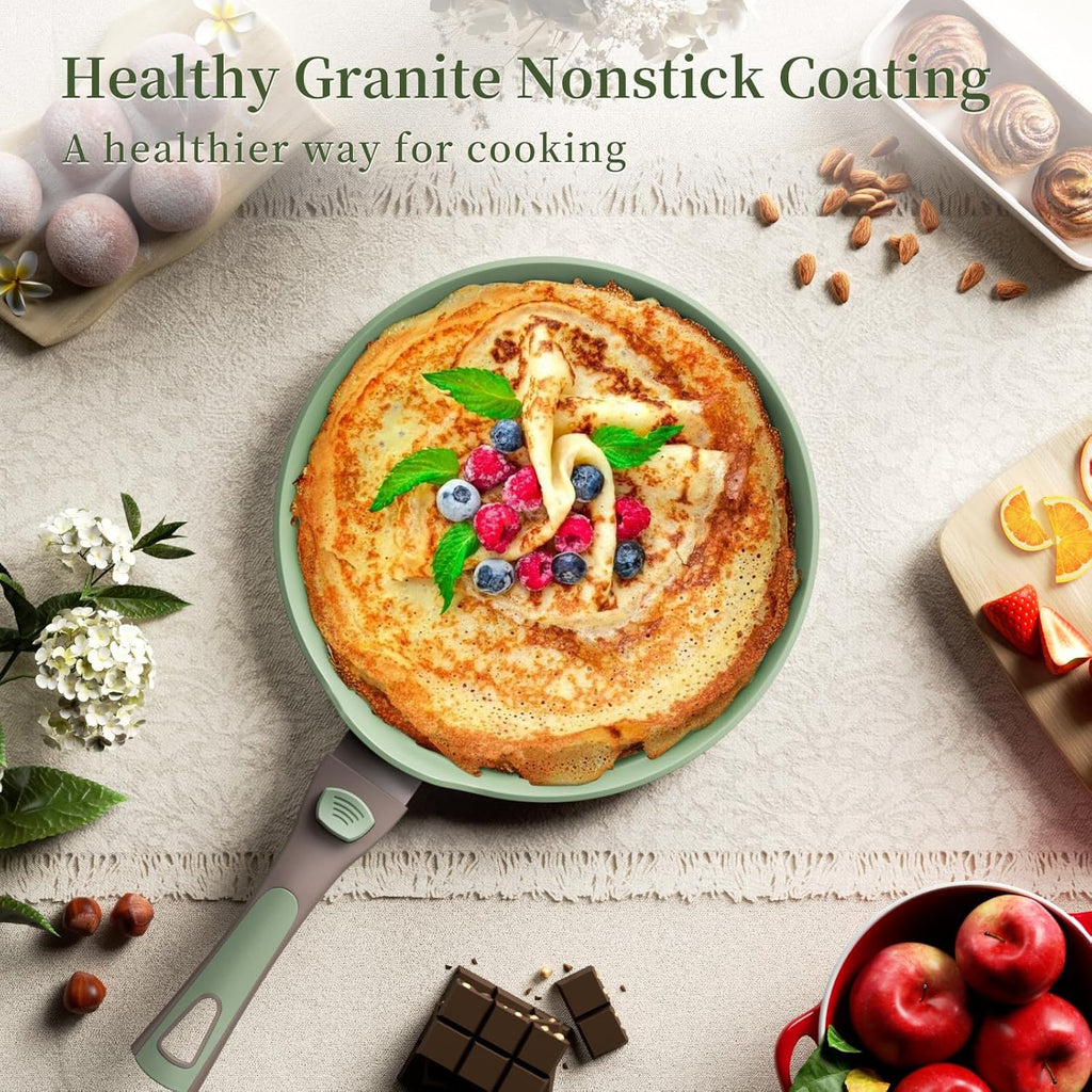 Nonstick Crepe Pan with Spreader, 10 & 11 Inch Set, Detachable Handle, PFOA-Free F7623