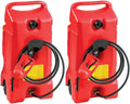 Scepter 14 Gallon Portable On Wheels Gas Fuel Tank Container with LE Fluid Transfer Siphon Pump and 10 Foot Long Hose, 2 Pack, Red