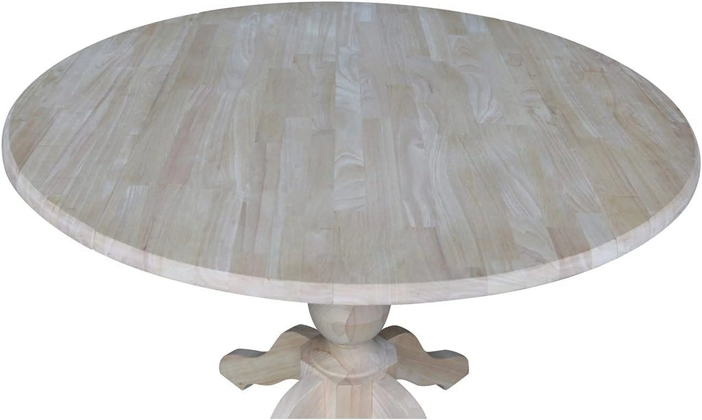 Round Dual Drop Leaf Pedestal Dining Table, Unfinished X20489
