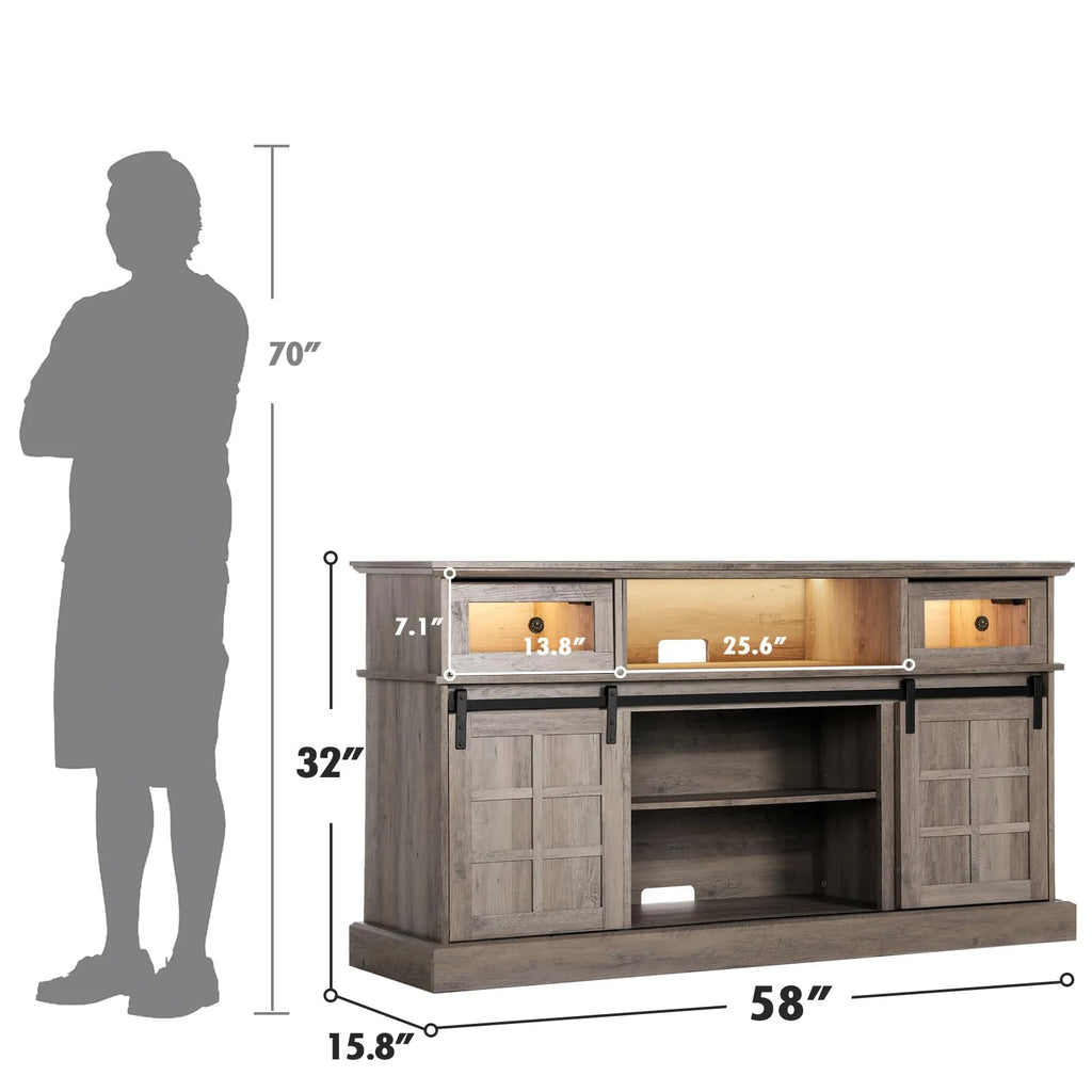 LGHM TV Stand with LED Lights for TVs Up to 65", Gray G984