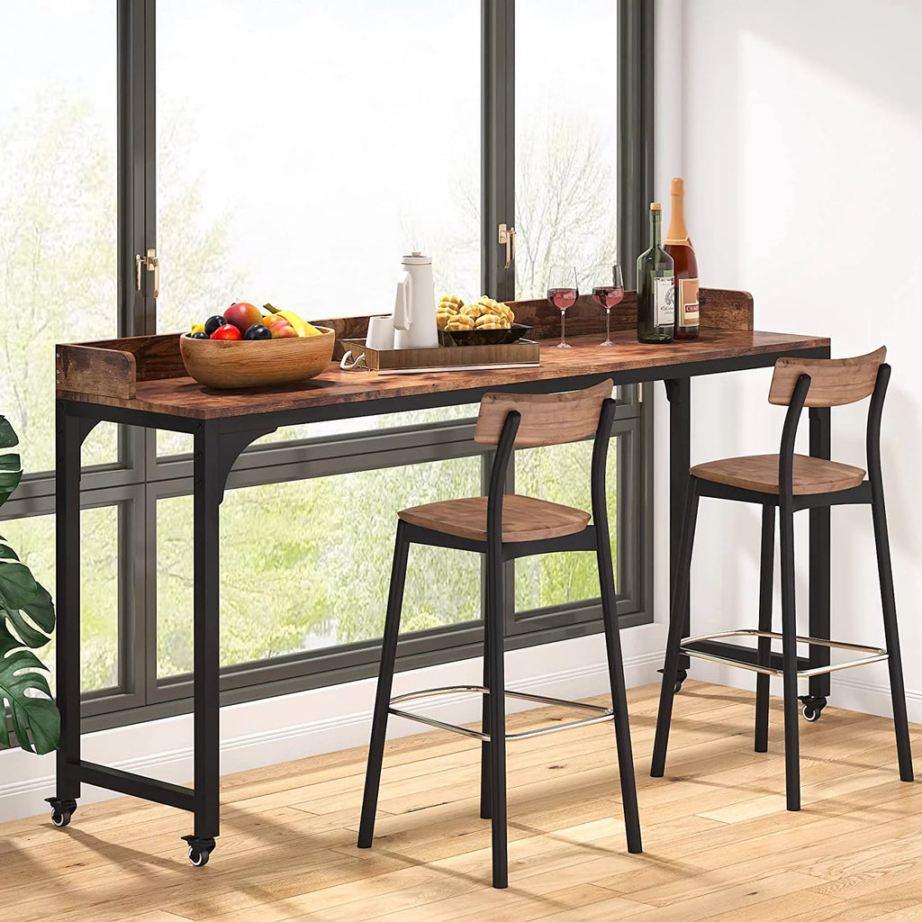 Tribesigns Brown Overbed Table with Wheels, Queen Size Mobile Desk Z8624