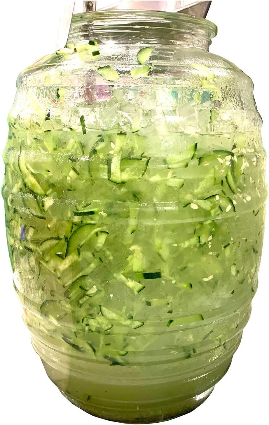 Vitrolero Aguas Frescas Water Jug with Lid & 16oz Ladle, 5-Gallon 20L, Clear, BPA Free J186
