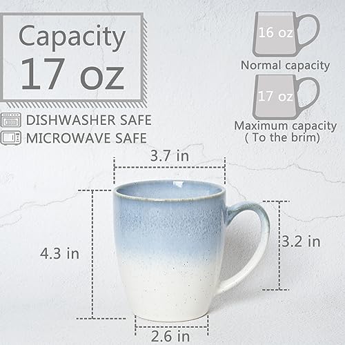 Bosmarlin Ceramic Coffee Mug Set of 4, 17 Oz, Dishwasher and Microwave Safe N129