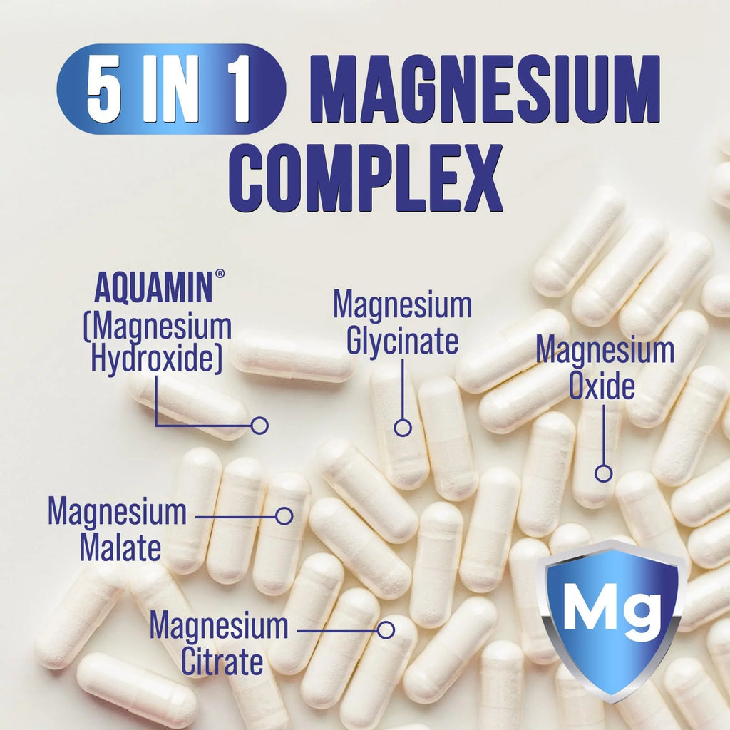 Magnesium Complex 500mg Capsules with Glycinate, Citrate, Malate - Non-GMO, 120 Count G37220