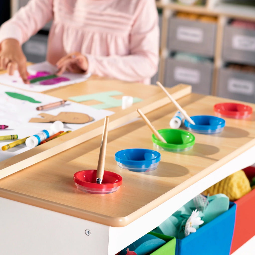 Guidecraft Arts and Crafts Center Kids Activity Table with Stools and Storage Q77012