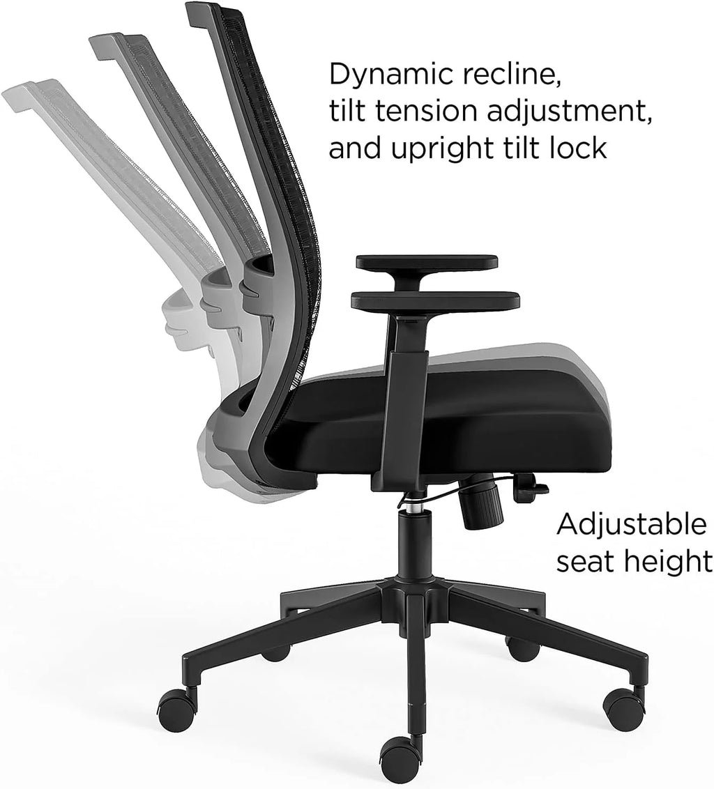 Prestige Marrett Fabric/Mesh Swivel Task Chair, Black, 2/Pack F706702