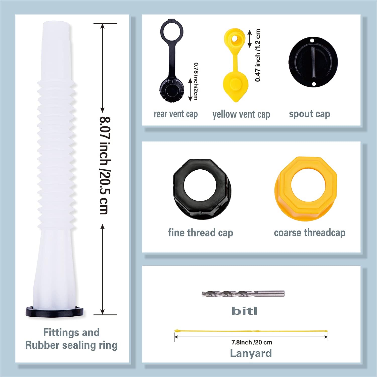 Replacement Gas Can Spouts with Flexible Pour Nozzle and Vent Cap Y12546