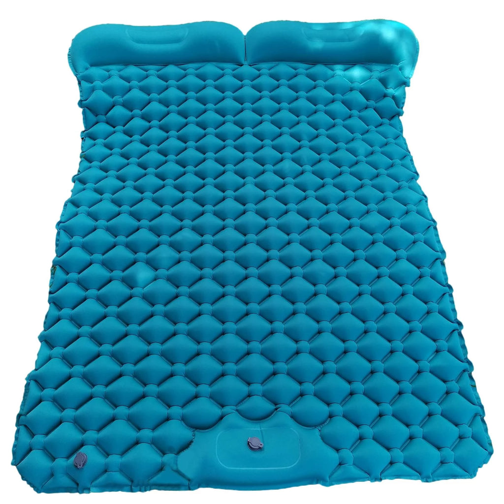 Portable Inflatable 2 Person Camping Sleeping Pad with Pillow - Blue S71568