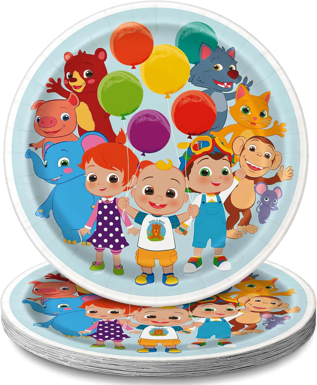 Unique Cocomelon Round Dinner 7" I Pack of 8 Plates, 9", Multicolor