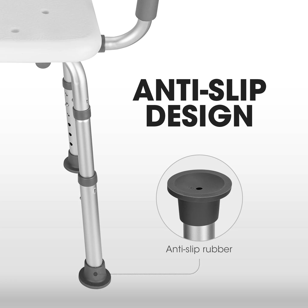 MaxKare Shower Chair with Back and Padded Armrests, Adjustable Height P89849